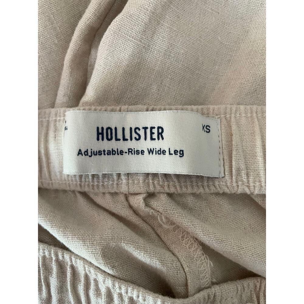 Hollister Ella‎ Adjustable Rise Wide-Leg Linen Blend Pants Sz XS/S Natural Beige - Picture 6 of 8